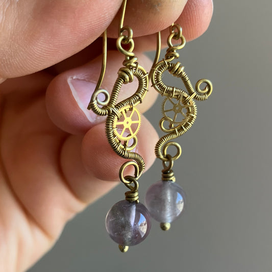 JUNO PRINCESS amethyst steampunk earings