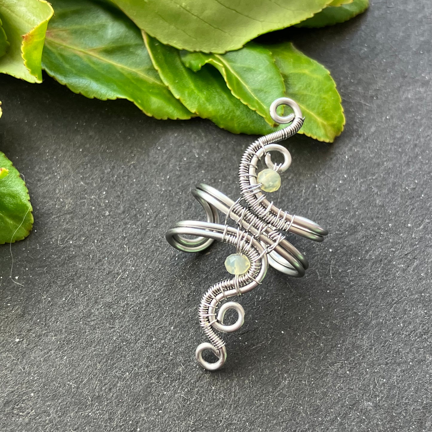 Stainless steel yellow opal ear cuff