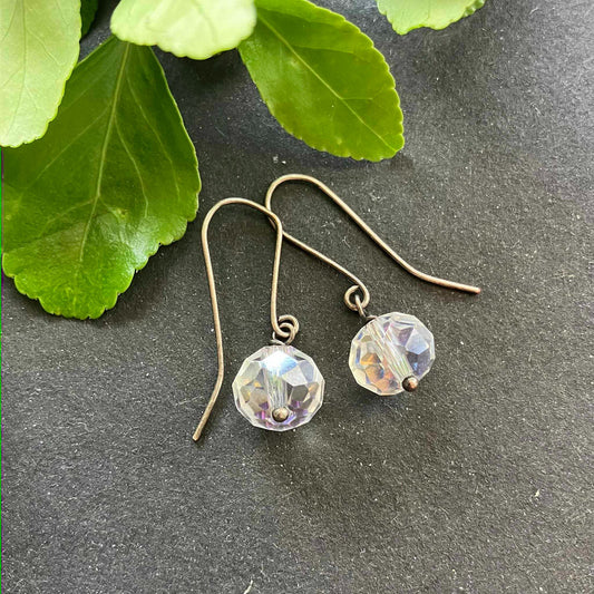 Small silver plated clear earring