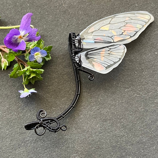 Black white butterfly ear wrap
