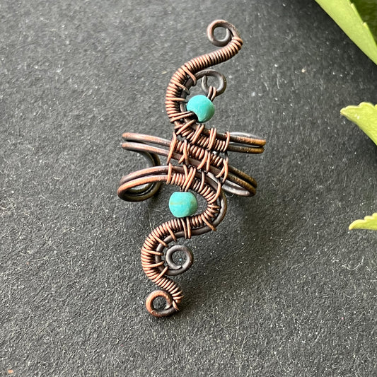 copper turquoise ear cuff