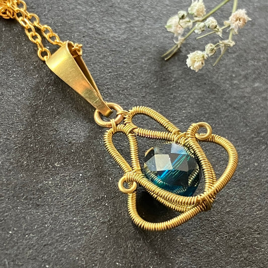 Brass blue necklace