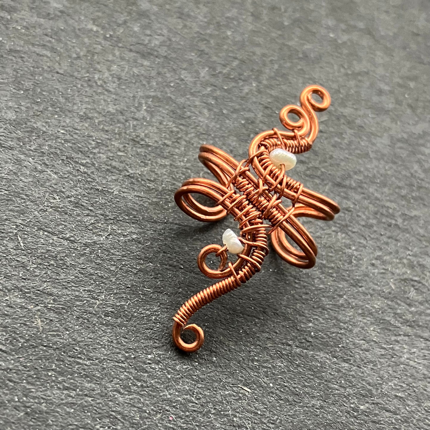 Copper freshwater pearl ear cuff