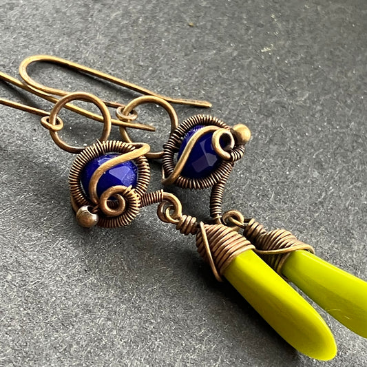 KEMET blue and green earrings