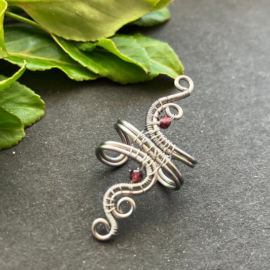 Stainless steel garnet ear cuff