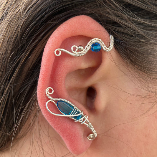 JOURNEY silver blue ear wrap