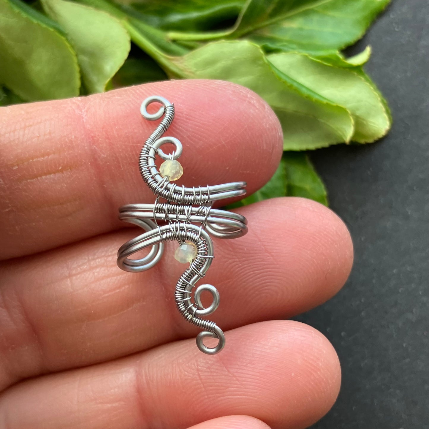Stainless steel yellow opal ear cuff