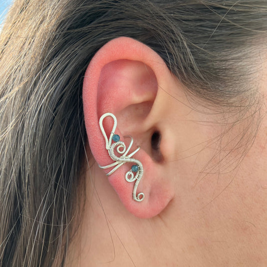 FREEDOM Sterling silver ear cuff with turmalin