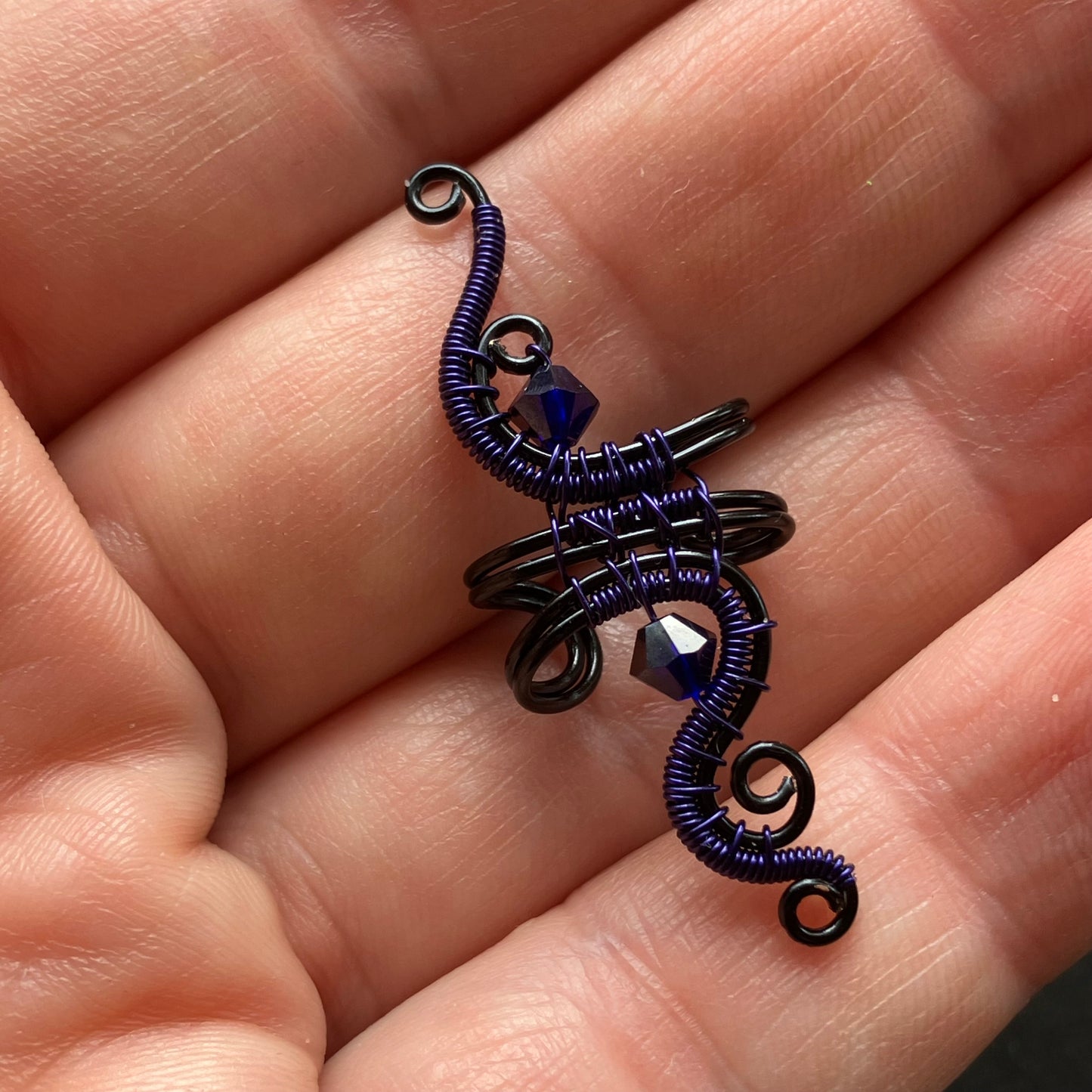 Black and dark blue ear cuff
