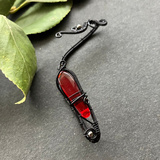 Black and red ear wrap