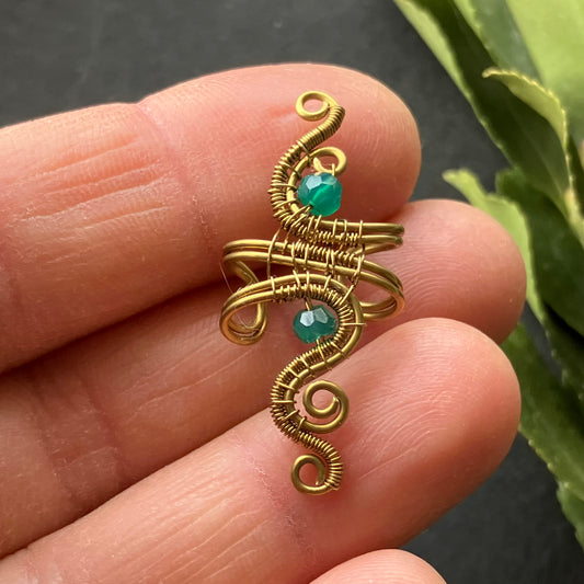 KOMOREBI brass green onyx ear cuff
