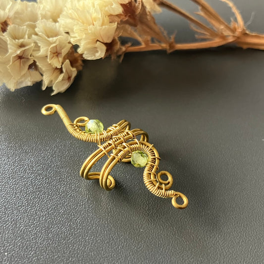 Brass peridot ear cuff