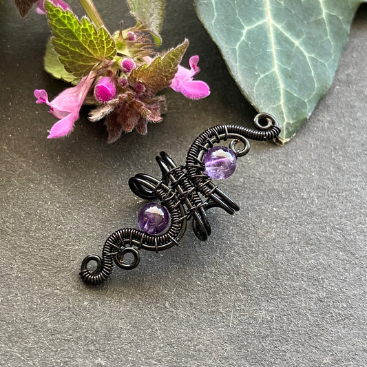 Magic Garden black amethyst ear cuff