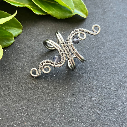 Stainless steel iolite ear cuff