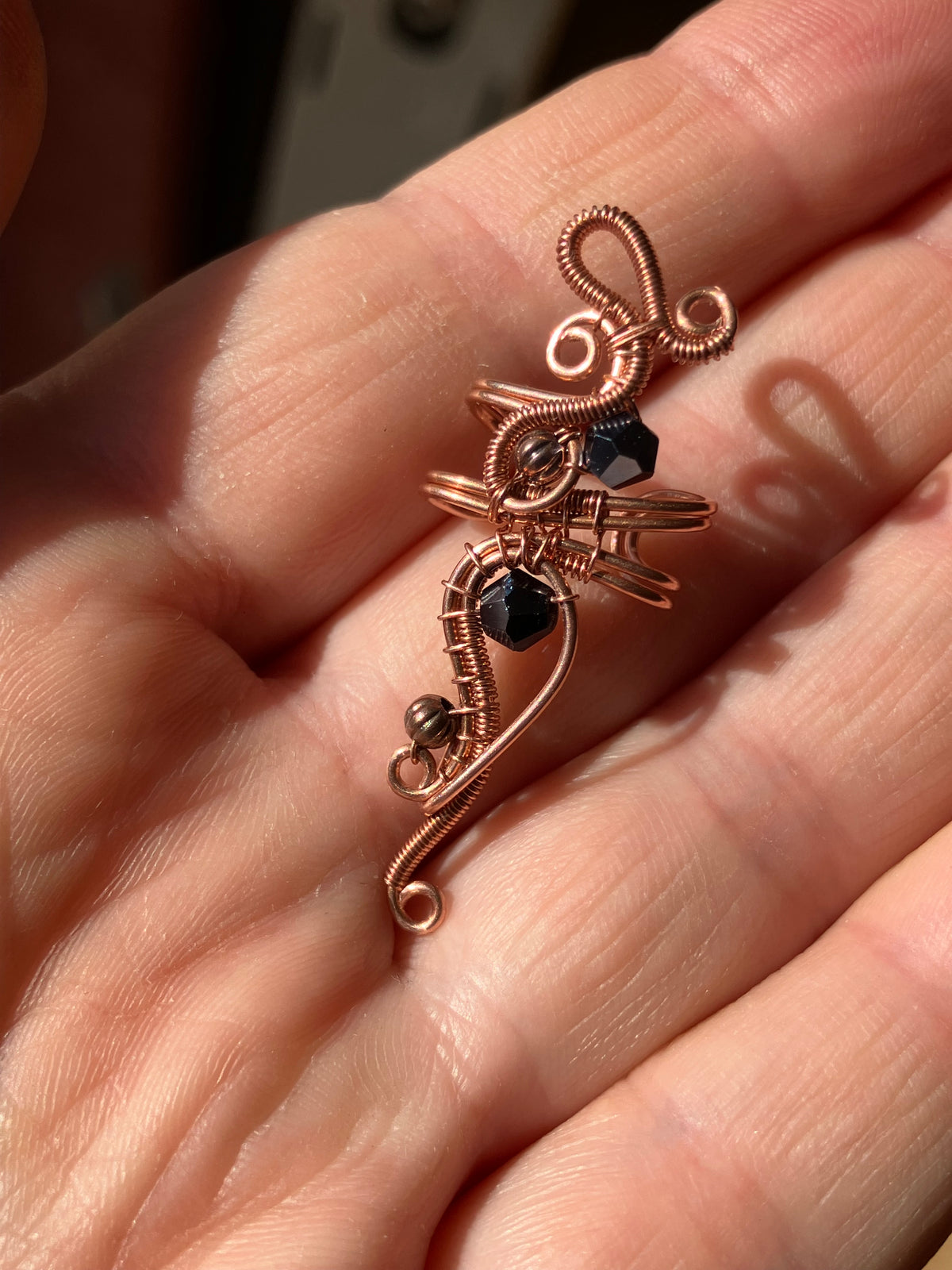 Copper black big ear cuff