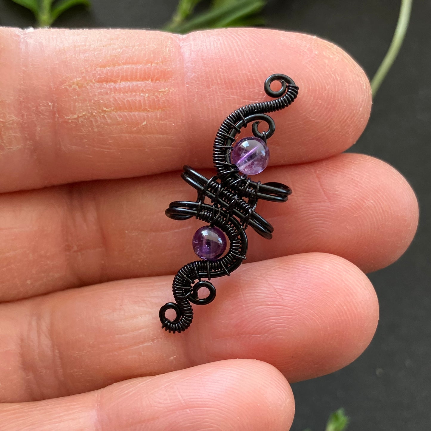 Magic Garden black amethyst ear cuff