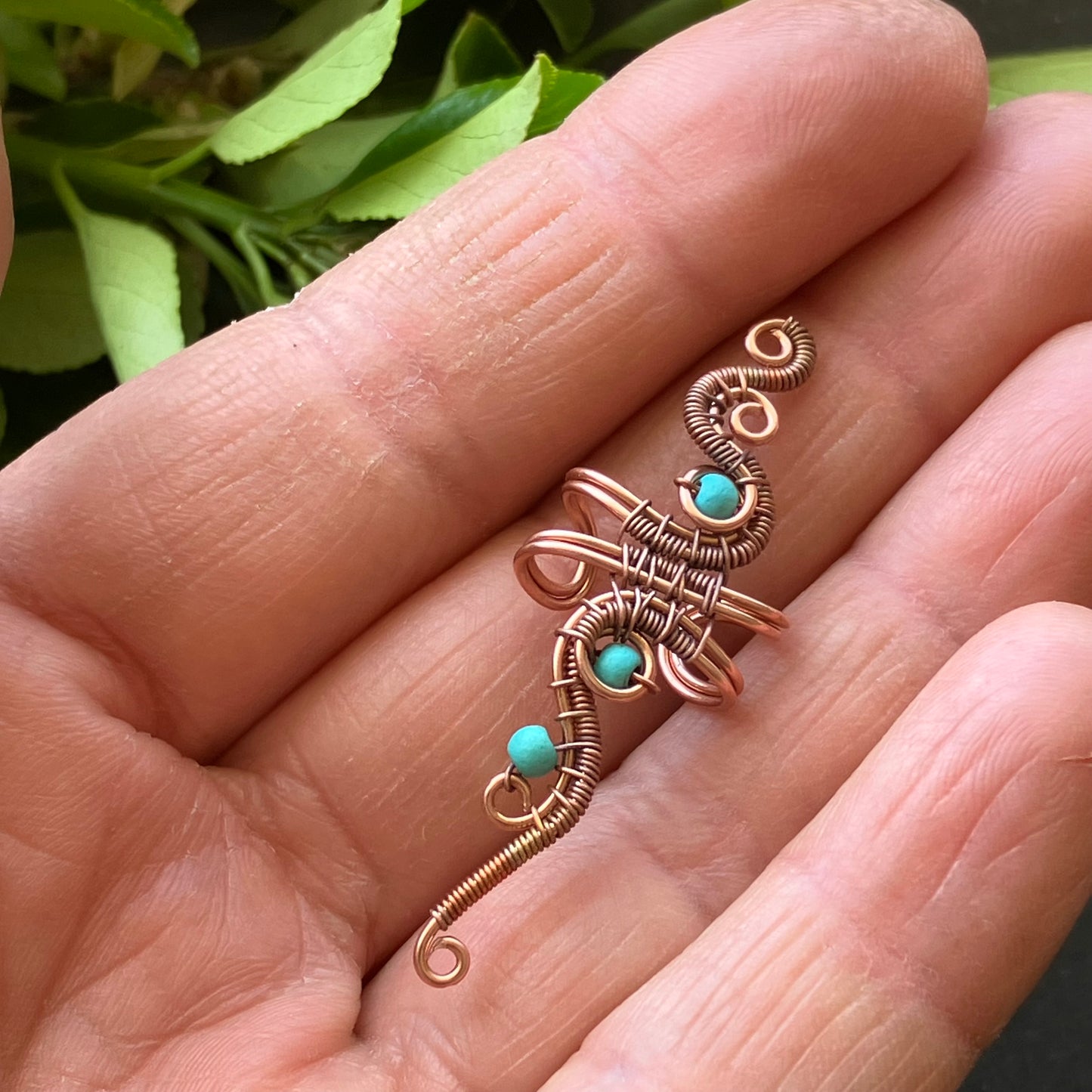 Freedom copper turquoise big ear cuff