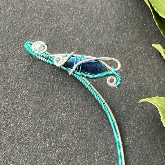 Silver mint blue ear wrap