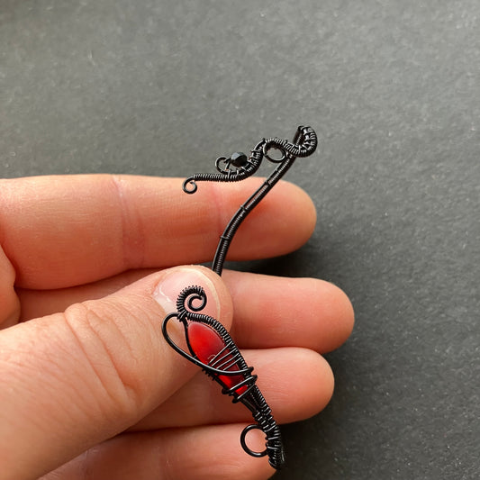 NEW black matt red ear wrap