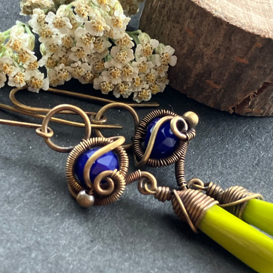 KEMET blue and green earrings
