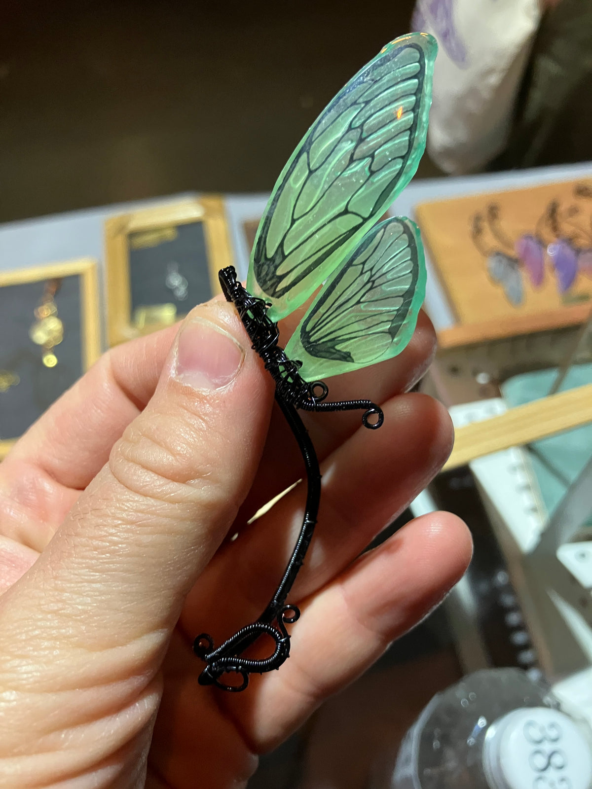 MAGIC GARDEN black and green butterfly ear wrap