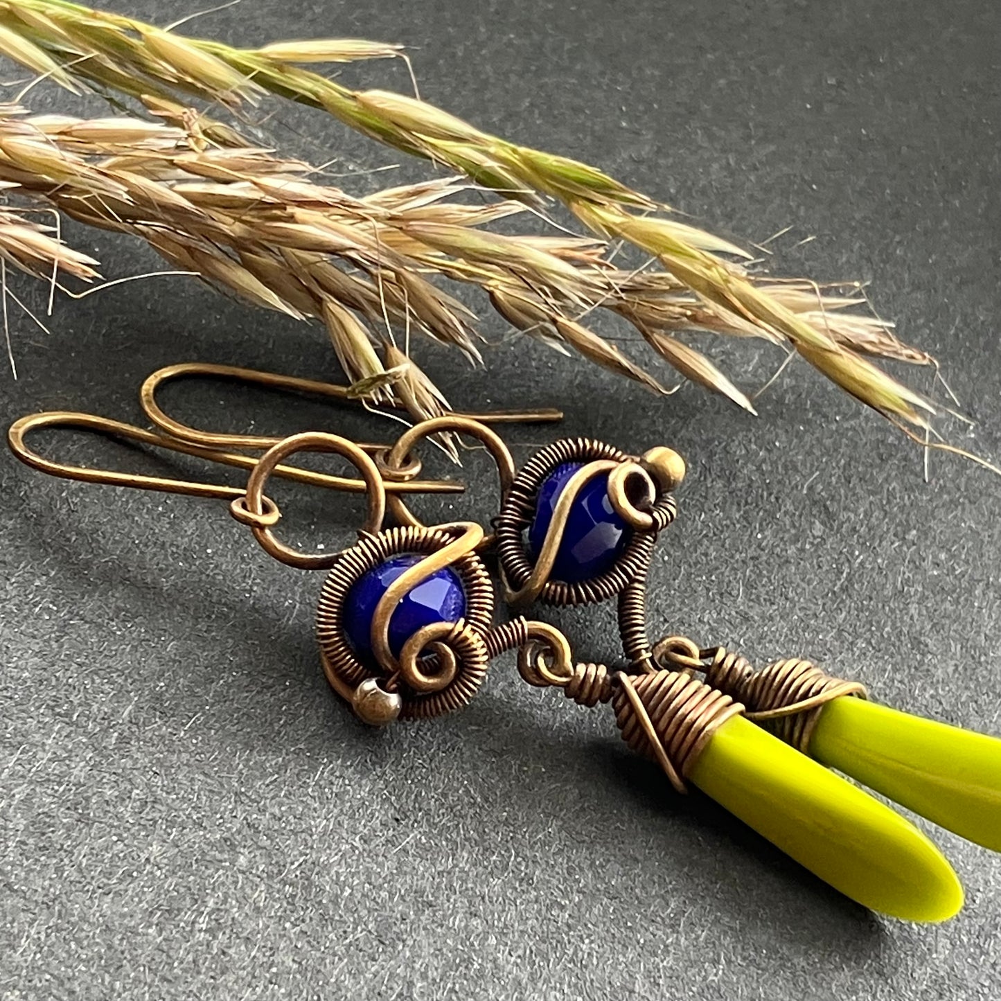 KEMET blue and green earrings