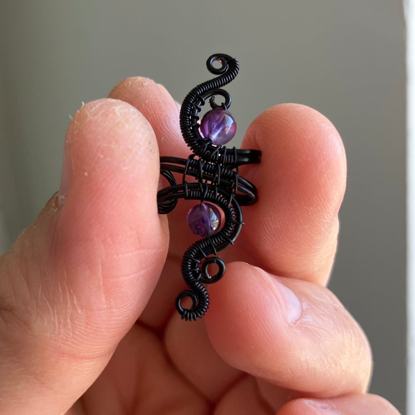 Magic Garden black amethyst ear cuff