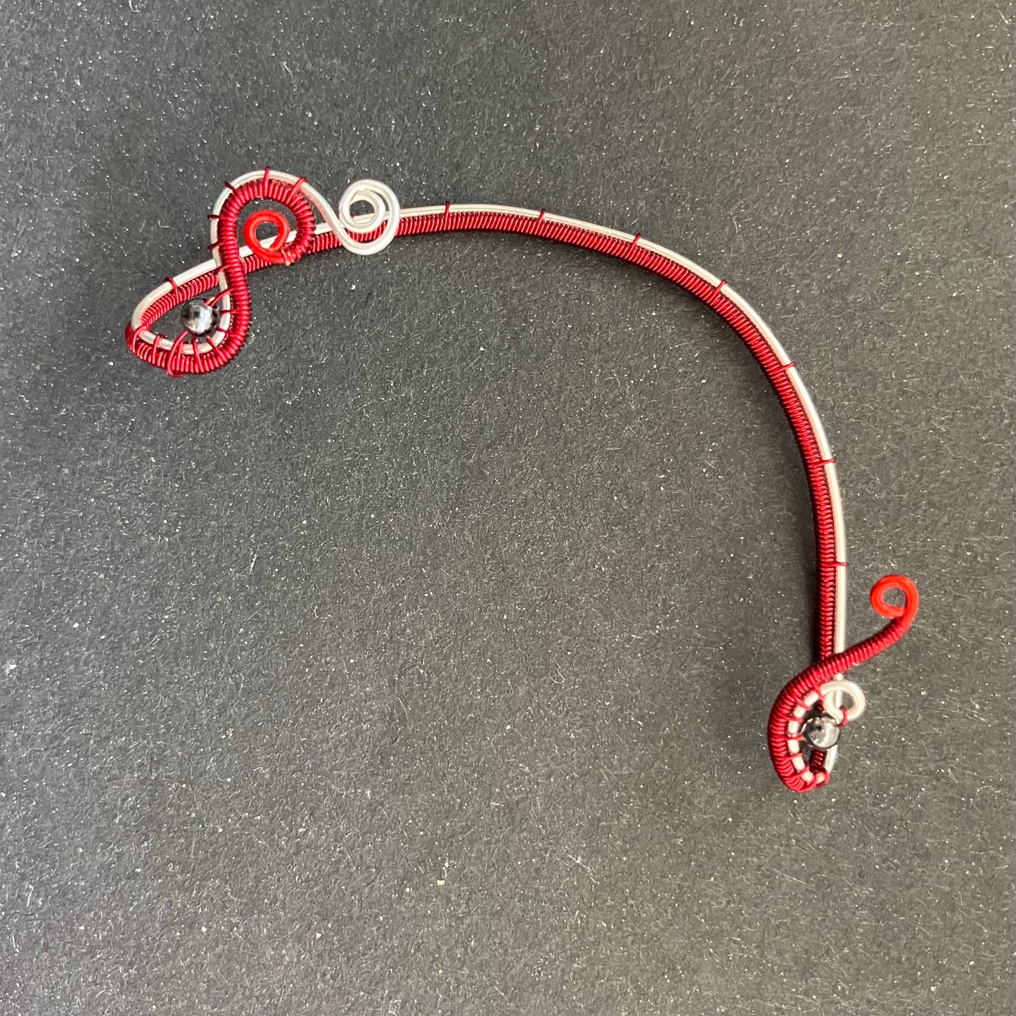Red silver simple ear wrap