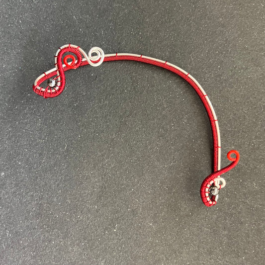 Red silver simple ear wrap