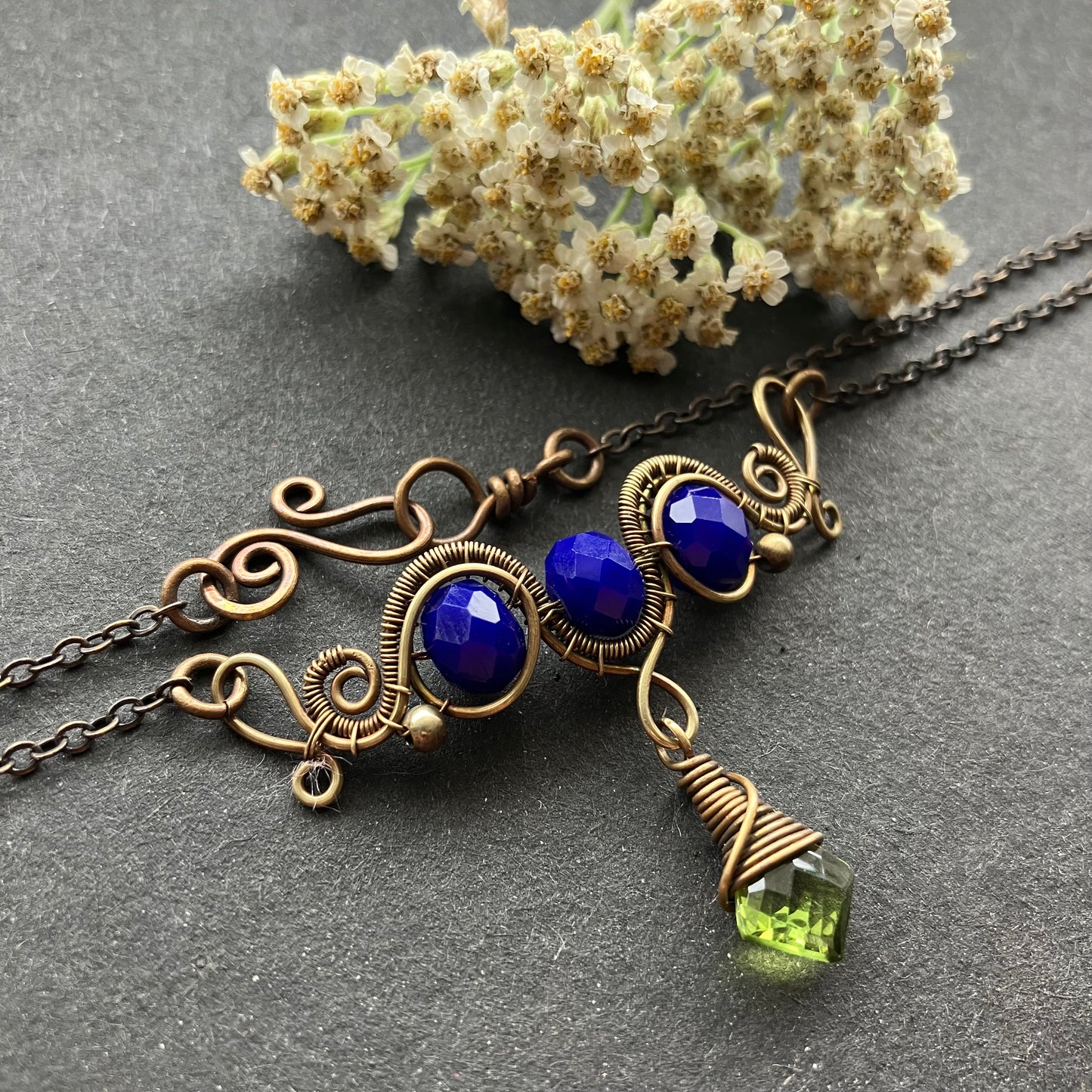 KEMET blue and green necklace