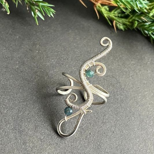 FREEDOM Sterling silver ear cuff with turmalin