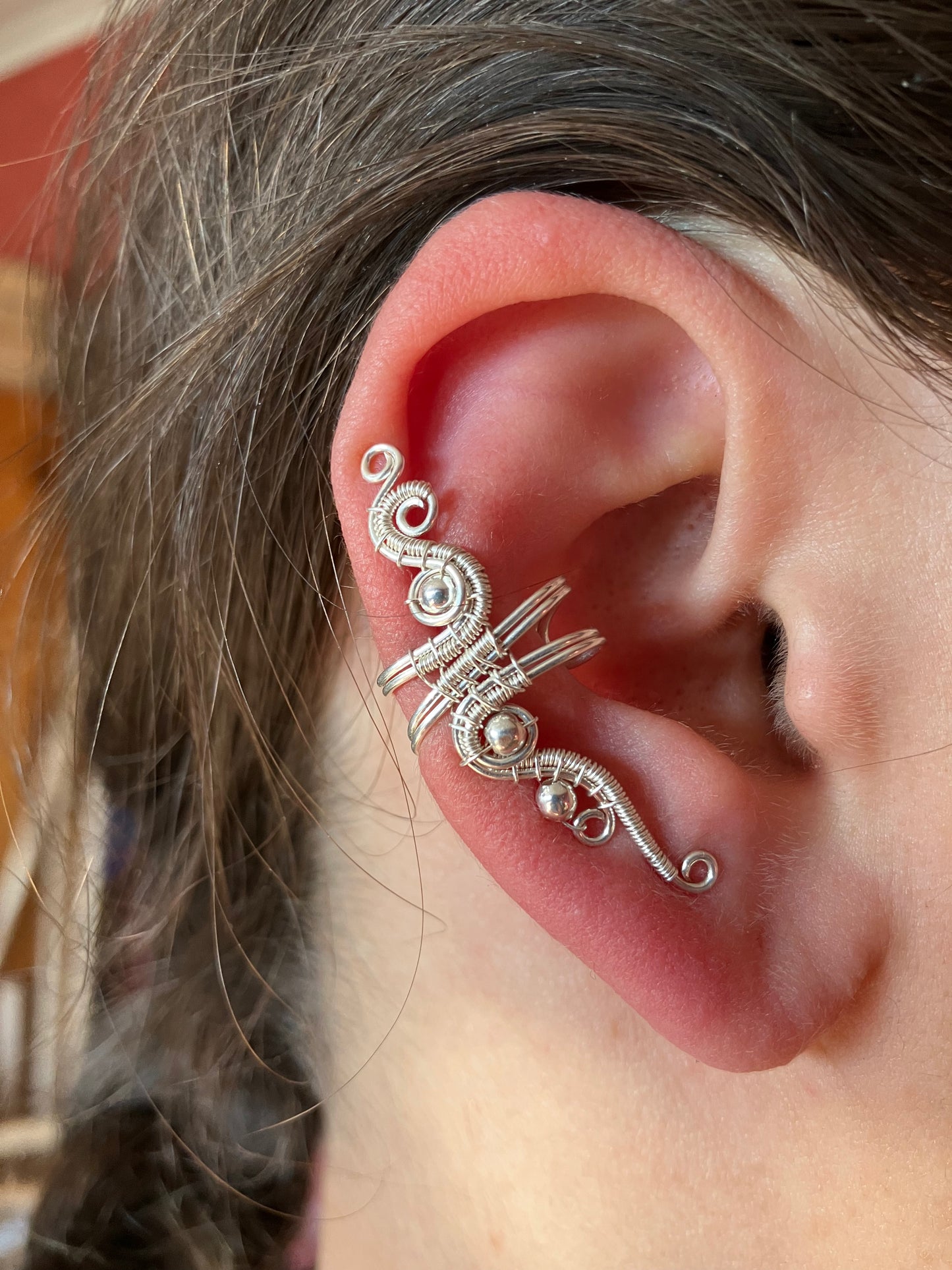 BASICS - long silver plated ear cuff