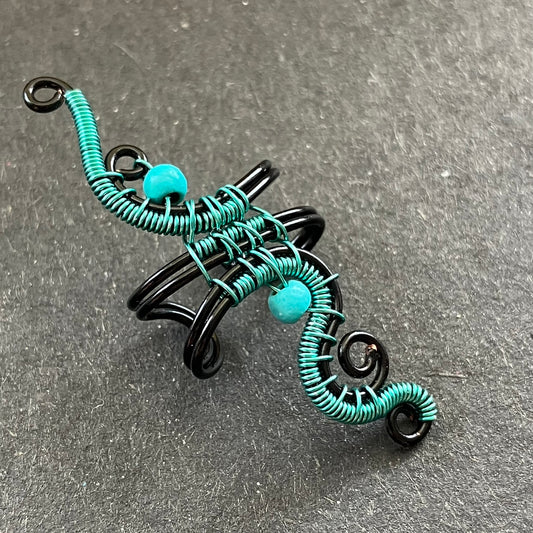 Black and turquoise ear cuff