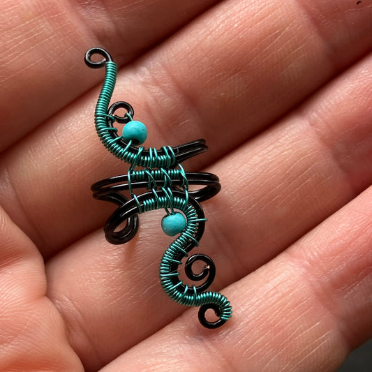 Black and turquoise ear cuff