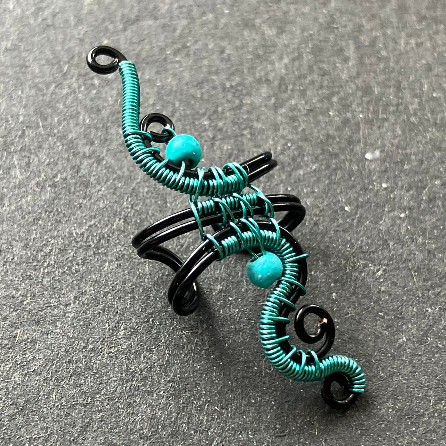 Black and turquoise ear cuff