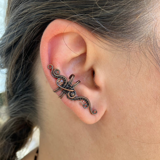 WILDFLOWER copper pale pink big ear cuff