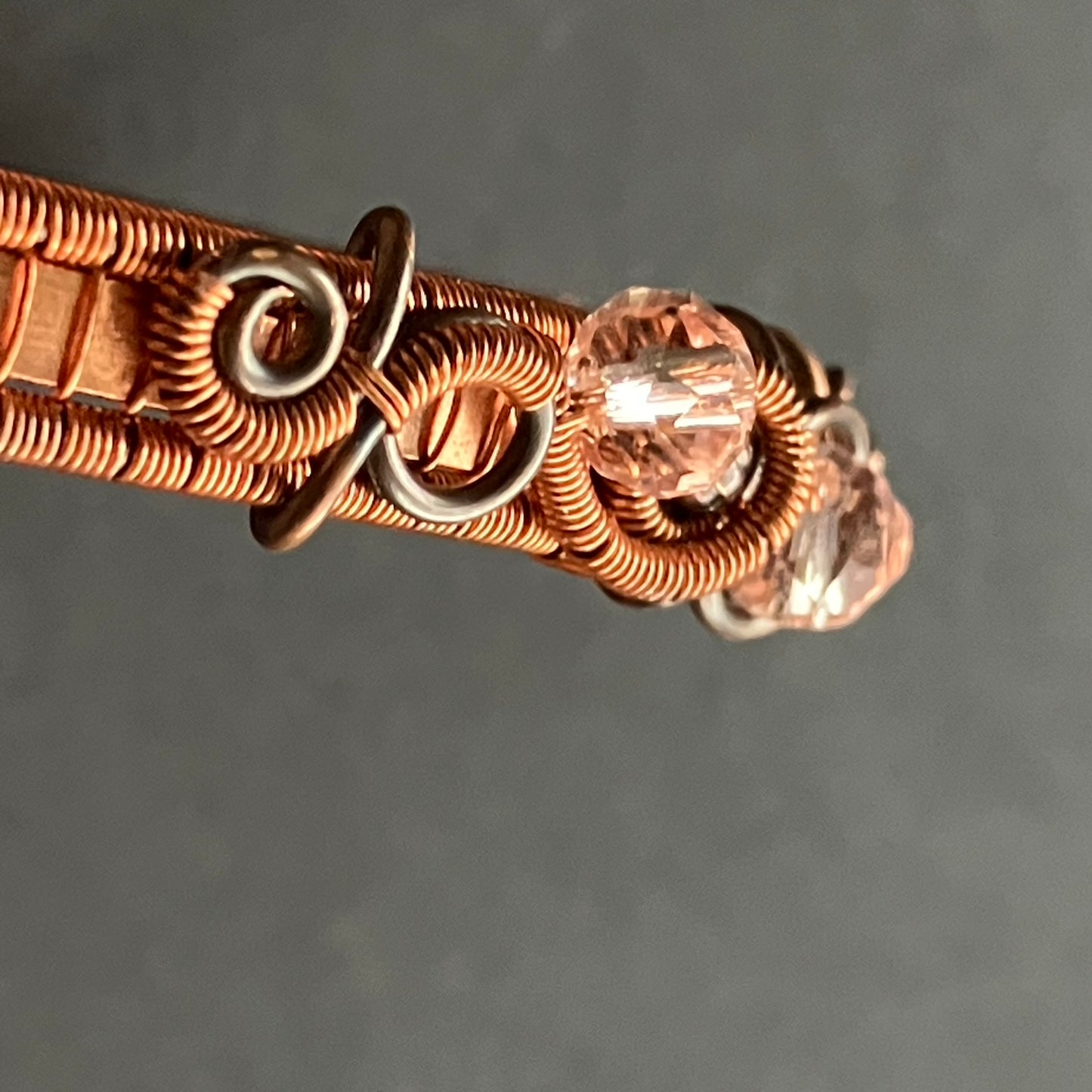 WILDFLOWER copper and pale pink cuff bracelet