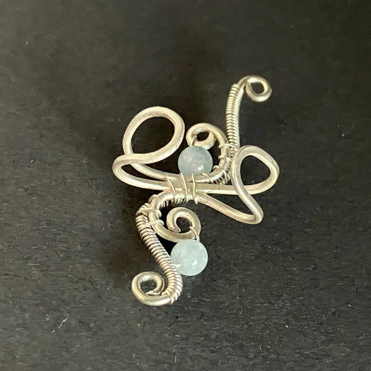 Sterling silver and aquamarine ear cuff
