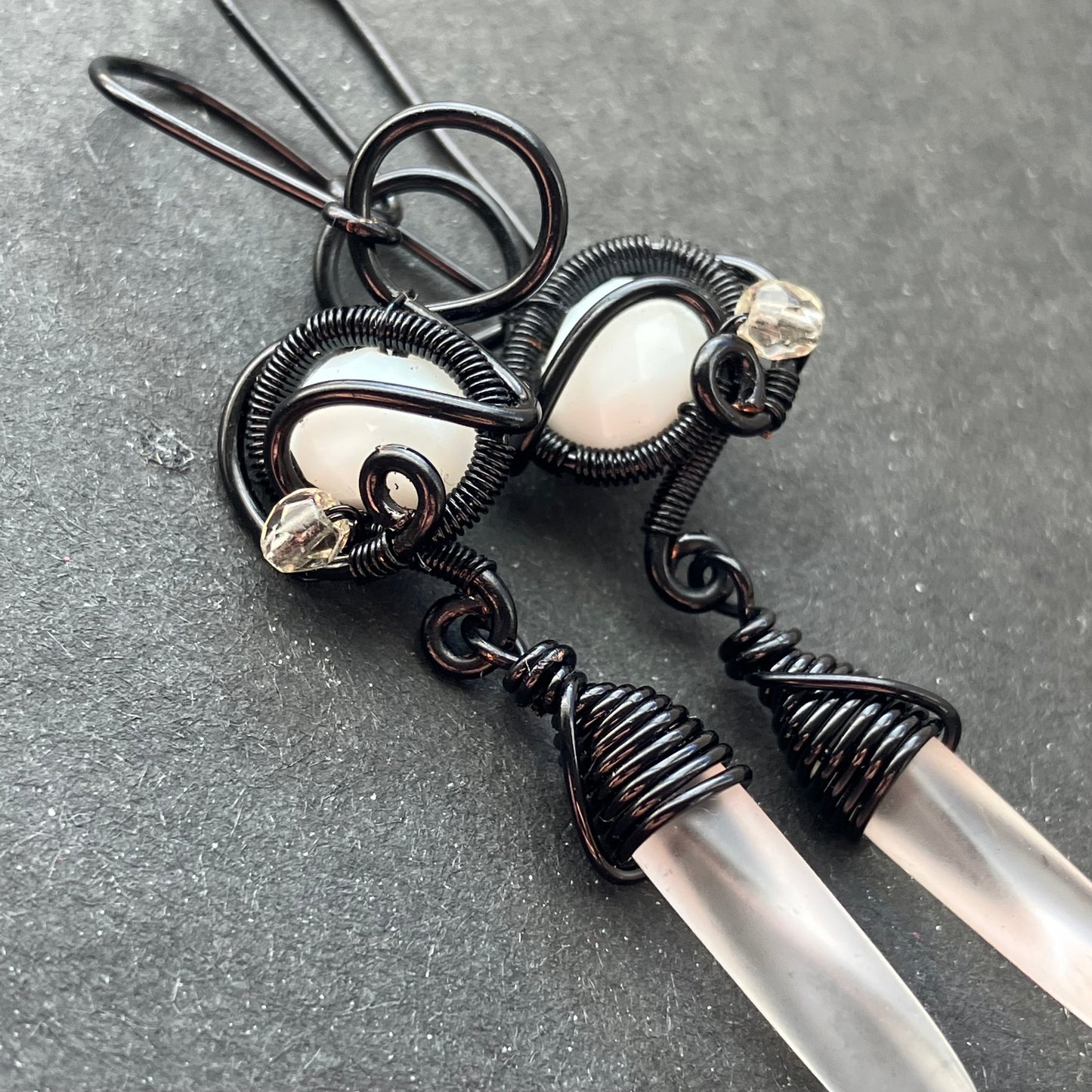 Gothic black and white earrings