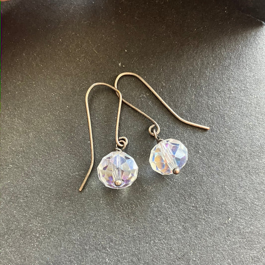Small silver plated clear earring