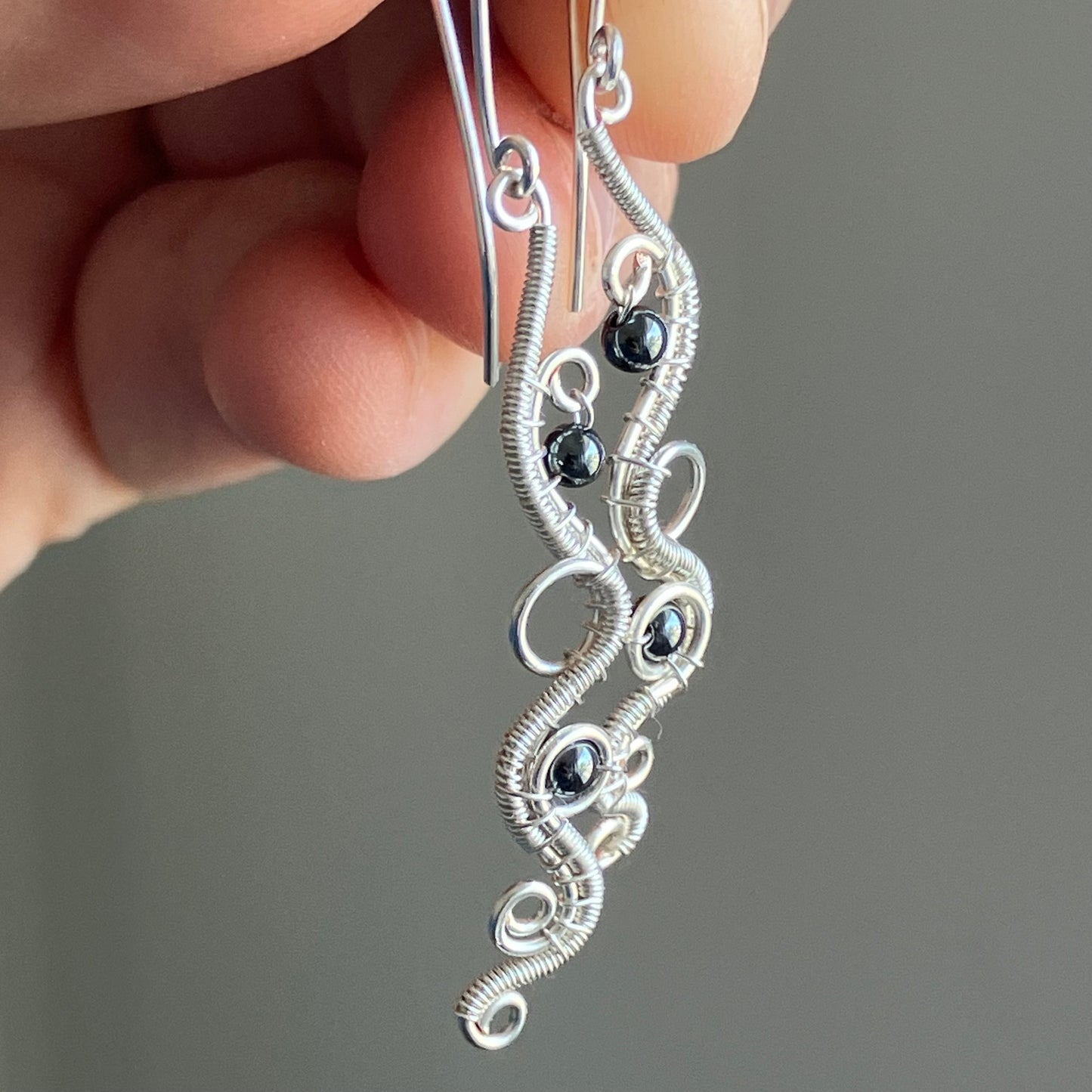 Silver plated hematit earrings