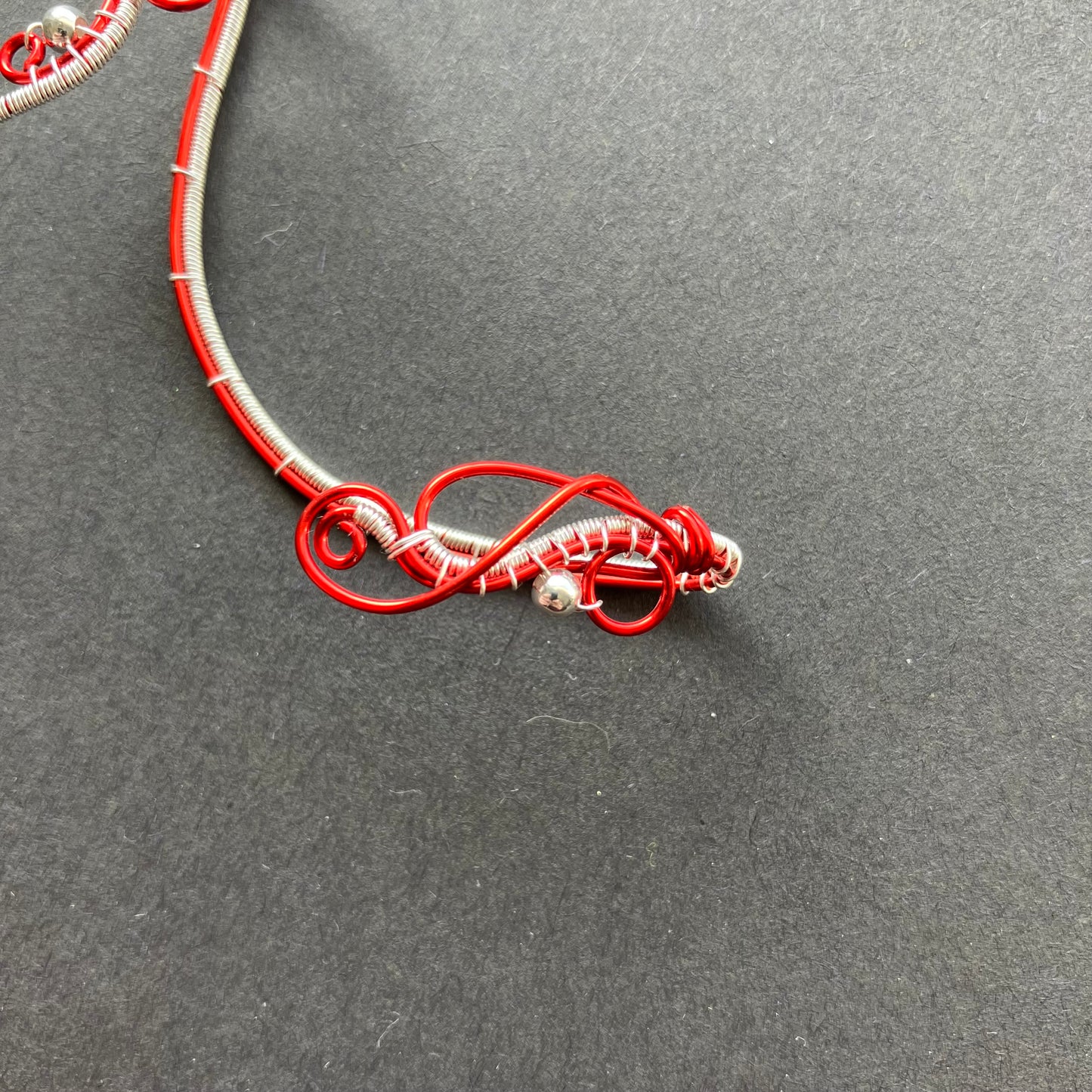 Winter Heart - red and silver earwrap