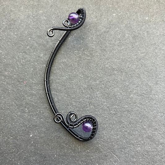black and purple amethyst ear wrap no piercing