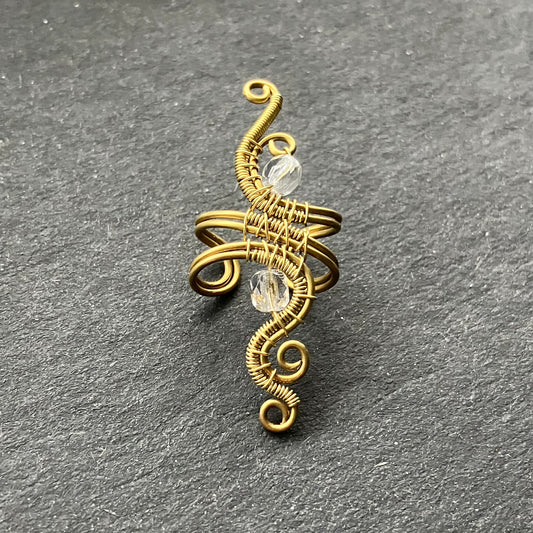 brass and glass no piercing ear cuff