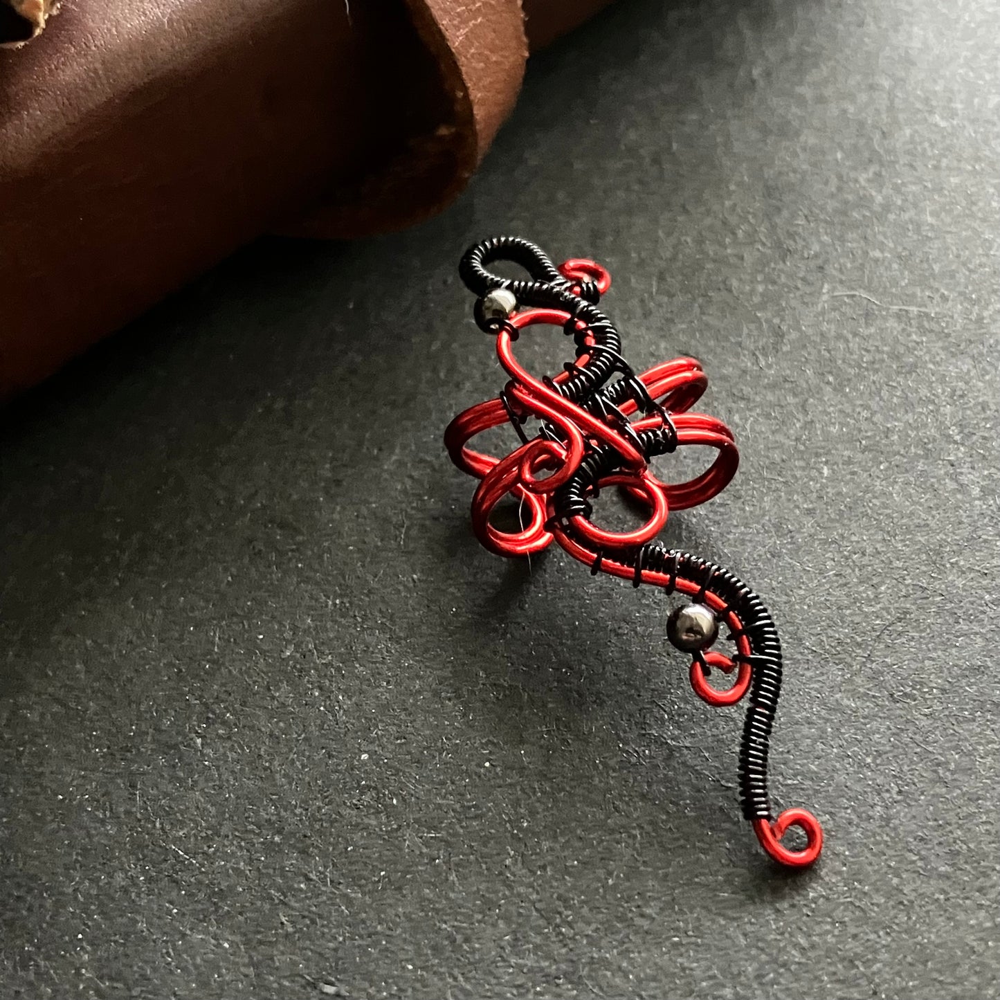 gothic red and black ear cuff