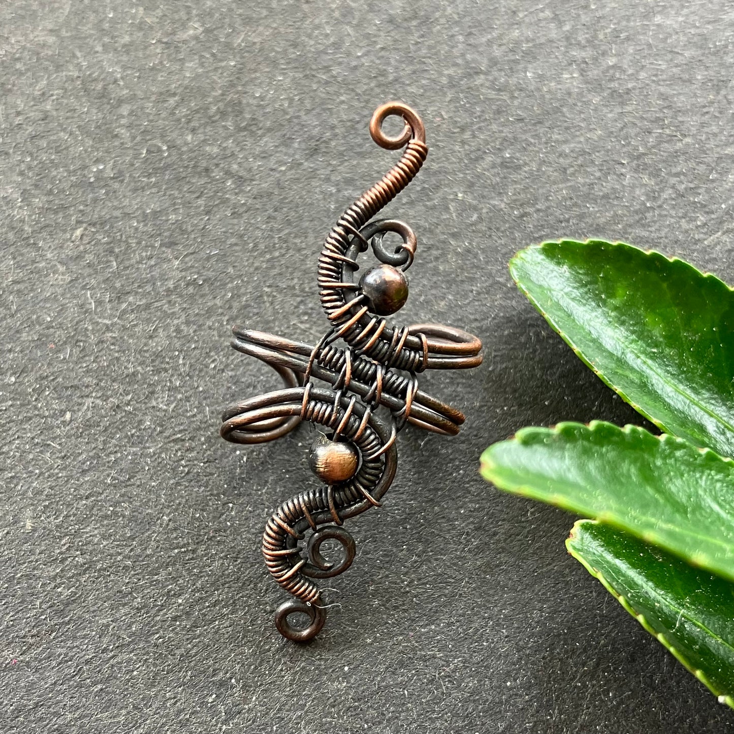 oxidized copper ear cuff