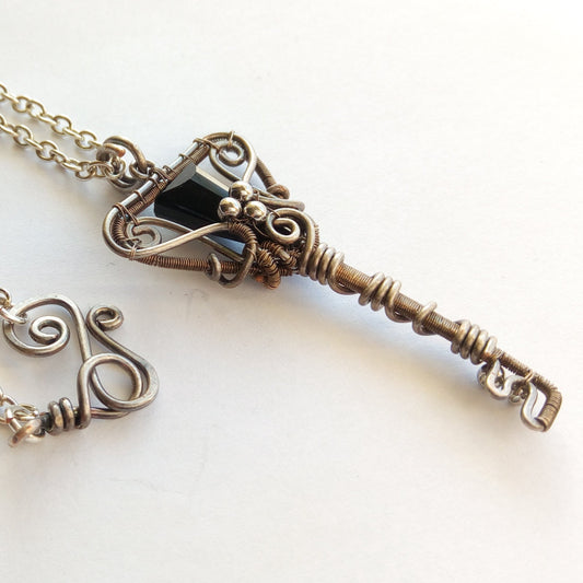 PHOENIX silver black key pendant