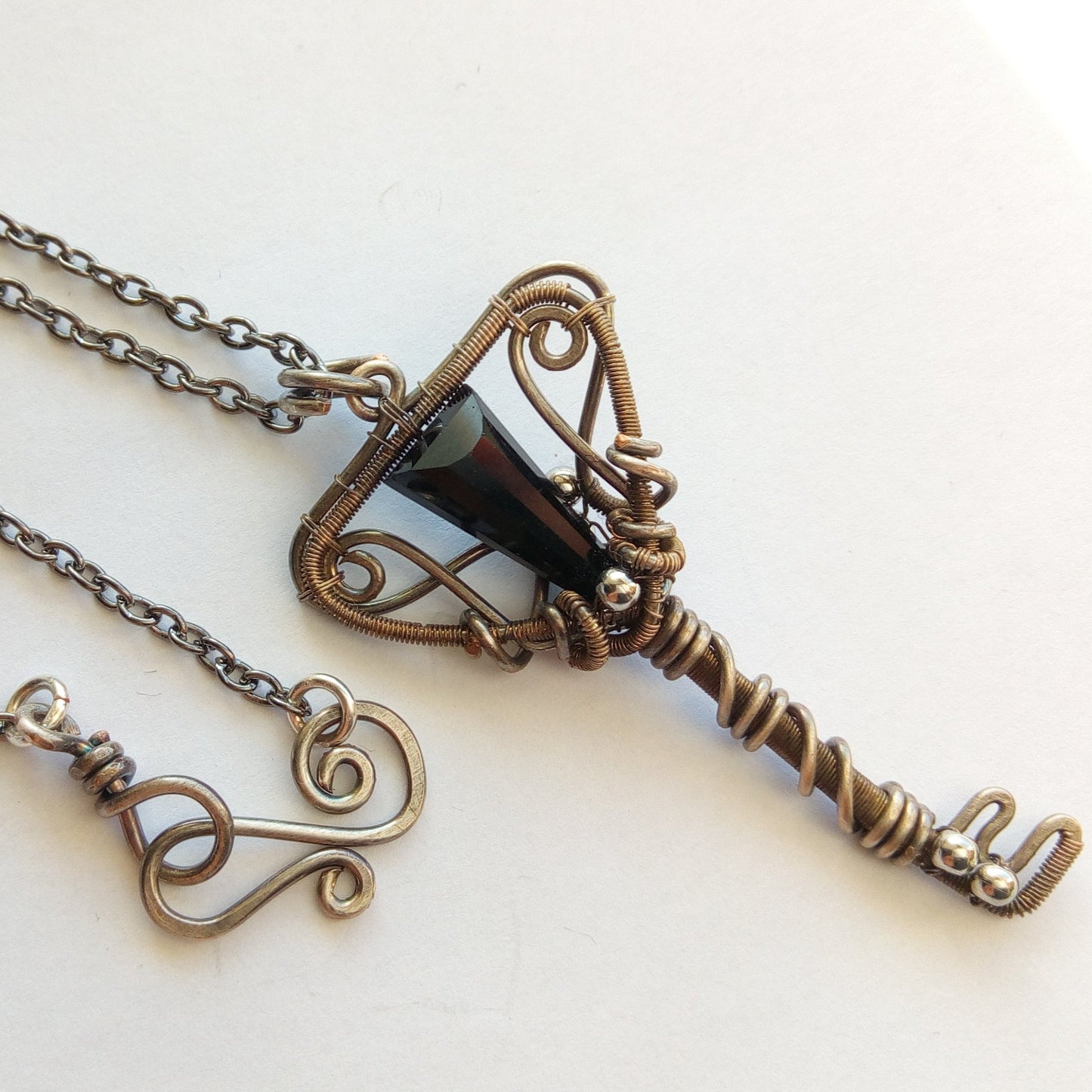 PHOENIX silver black key pendant