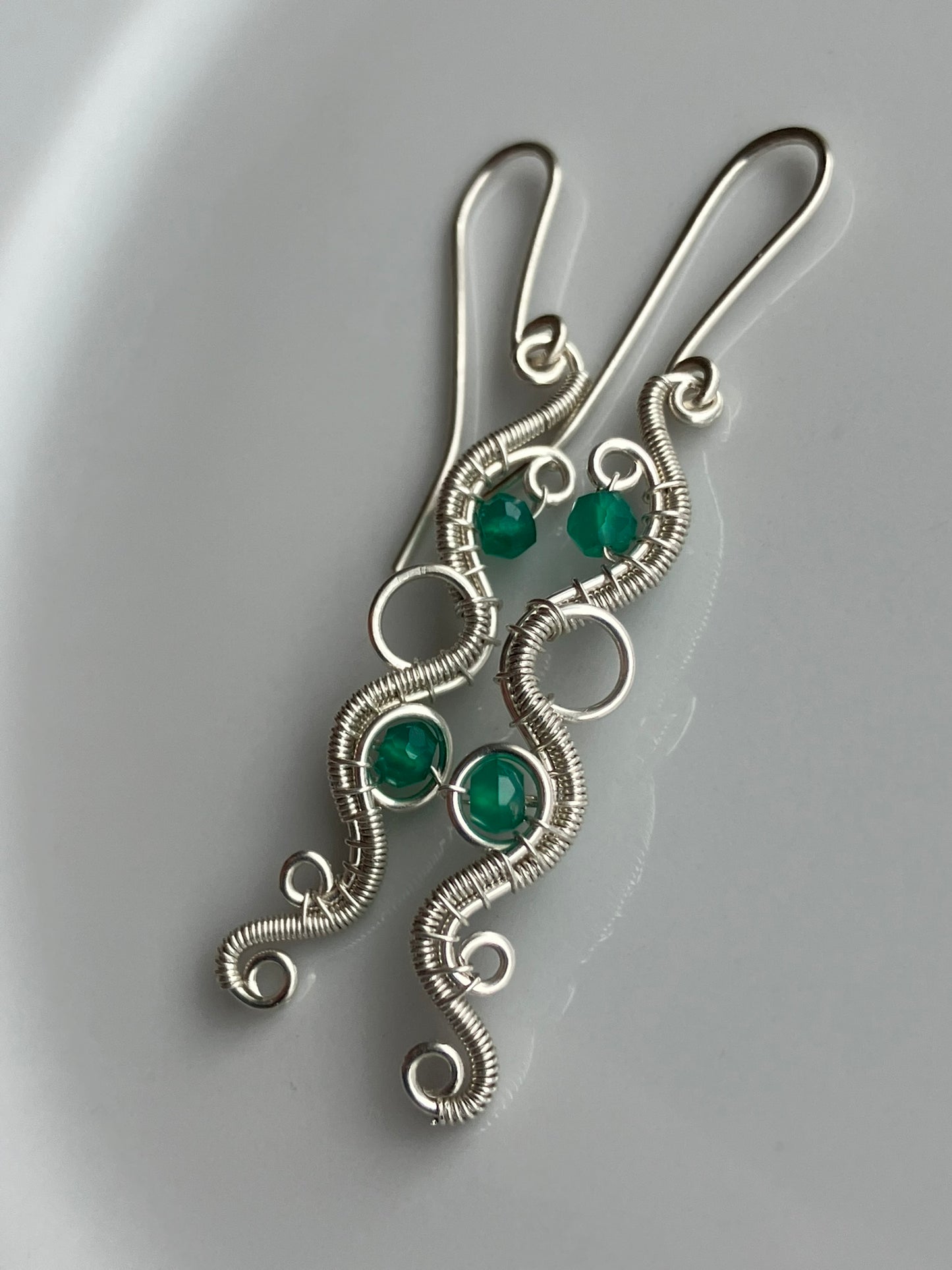 FREEDOM sterling silver and green onix earrings