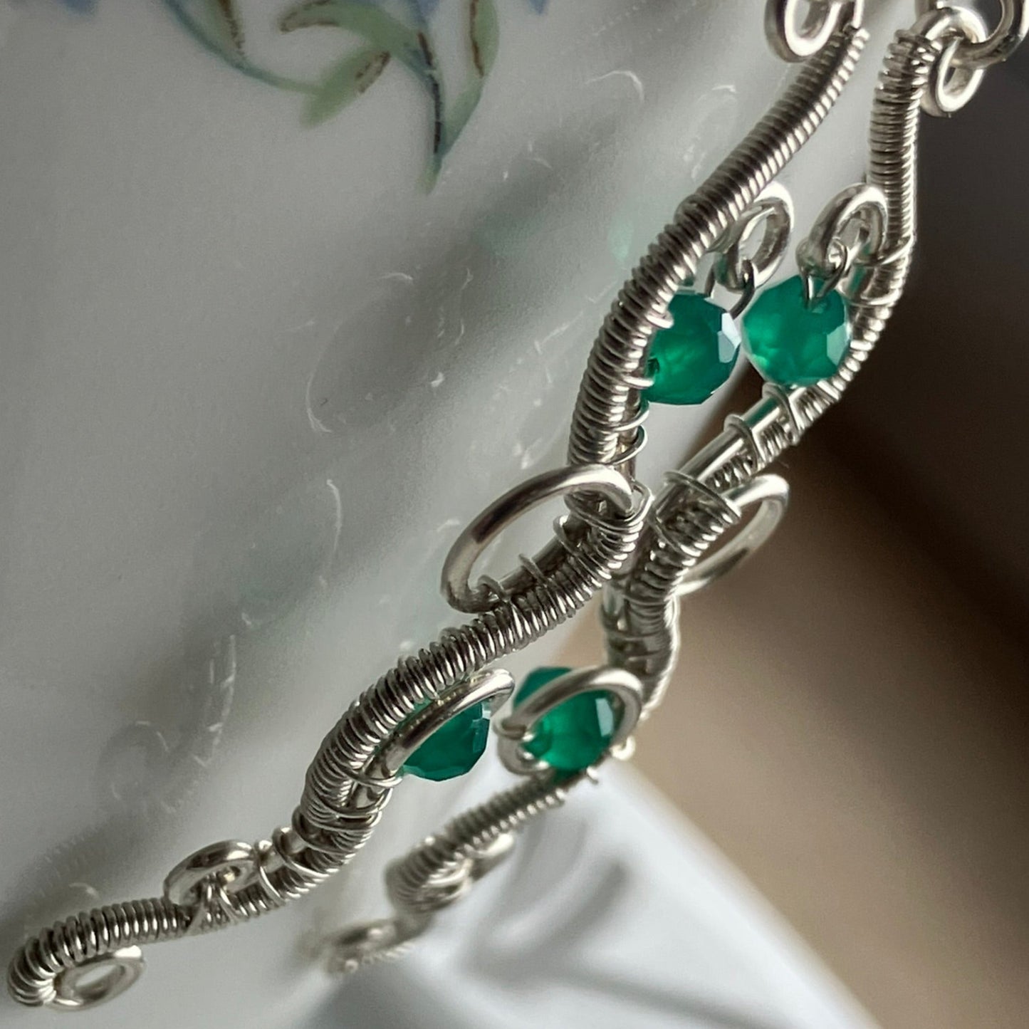 FREEDOM sterling silver and green onix earrings